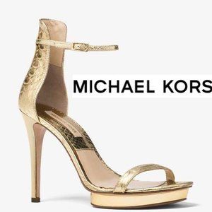 Michael Kors Doris Gold metallic snake embossed.